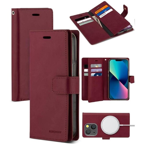 Goospery Mercury Mansoor For iPhone 13 Pro - Wine Diary Wallet Phone Case