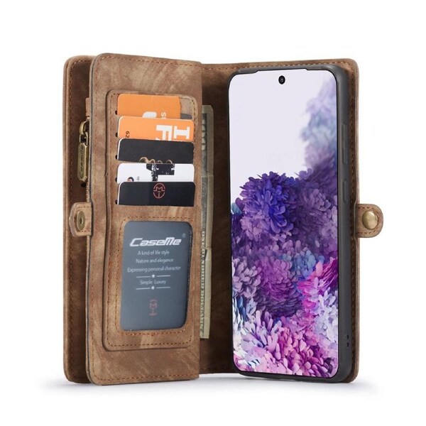 CaseMe 008 Series For Galaxy S20 Ultra - Brown Multi-Functional Wallet with Removable Inner Magnetic Case