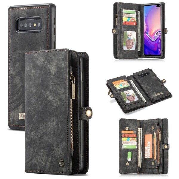 CaseMe 008 Series For Galaxy S10+ Plus - Black Multi-Functional Wallet with Removable Inner Magnetic Case