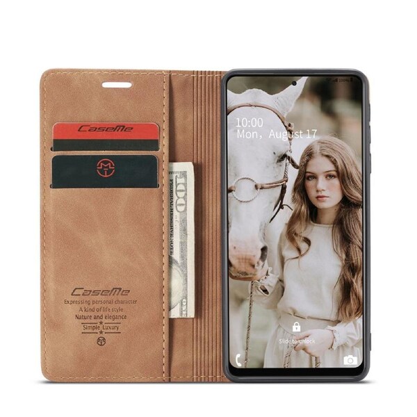 CaseMe 013 Series Slim Compact Wallet Phone Case For Galaxy A72 5G - Brown