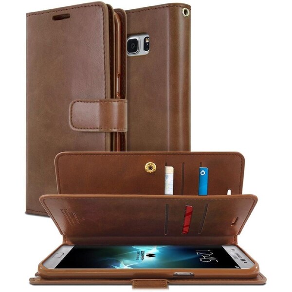 Goospery Mercury Mansoor For Galaxy S10 5G - Brown Diary Wallet Phone Case
