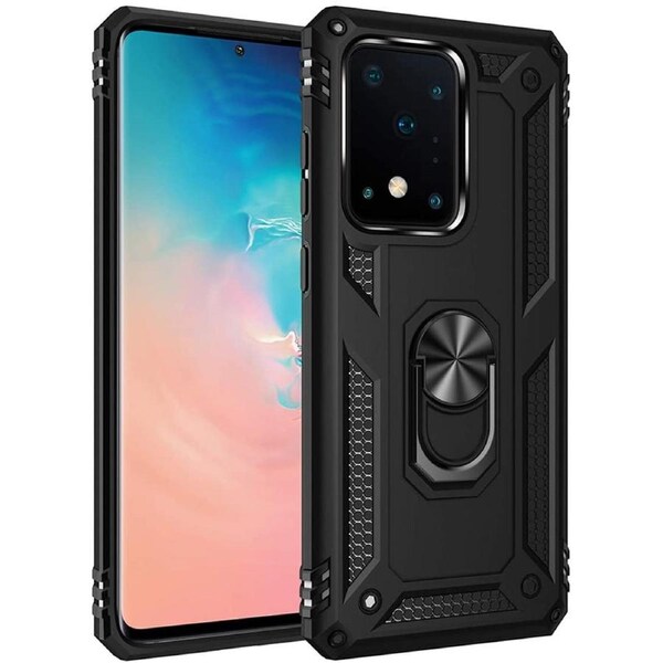 Metal Ring Shock Proof Case For Galaxy S20 Ultra - Black