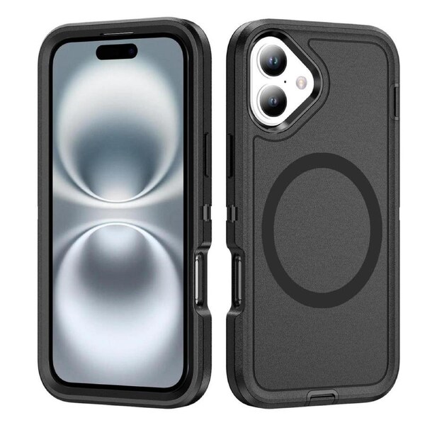 Military Grade Magsafe Case For iPhone 16 - Black Heavy Duty Shockproof Defender With Magsafe Support