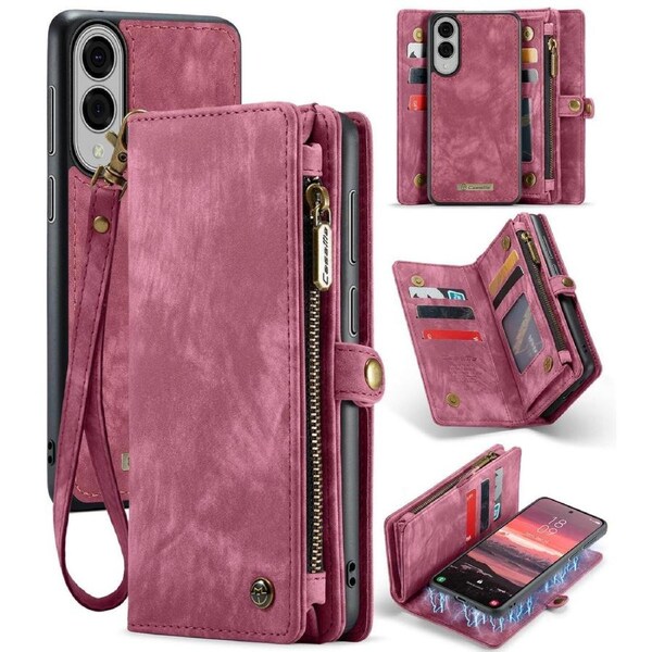CaseMe 008 Series For Galaxy S25 Edge - Red Multi-Functional Wallet with Removable Inner Magnetic Case