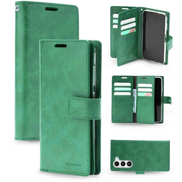 Goospery Mercury Mansoor For Galaxy S25 Edge - Mint Green Diary Wallet Phone Case