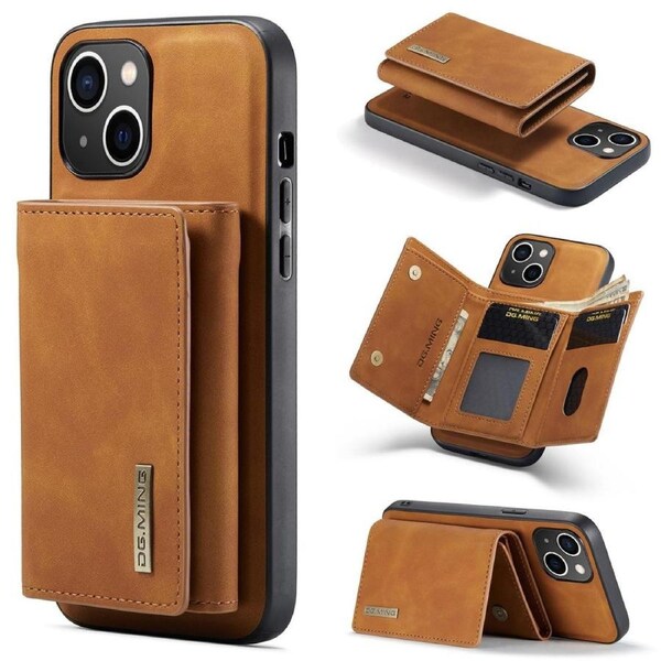 DG.Ming M2 Series 3 Fold Wallet For iPhone 15 - Brown