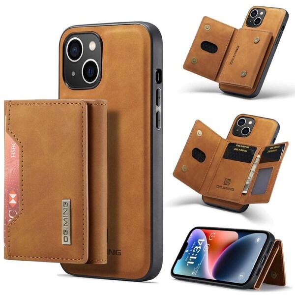 DG.Ming M2 Series 3 Fold Wallet For iPhone 14 - Brown