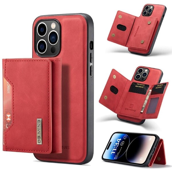 DG.Ming M2 Series 3 Fold Wallet For iPhone 14 Pro - Red