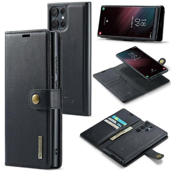 DG.Ming Wallet with Magnetic Case For Galaxy S23 Ultra - Black