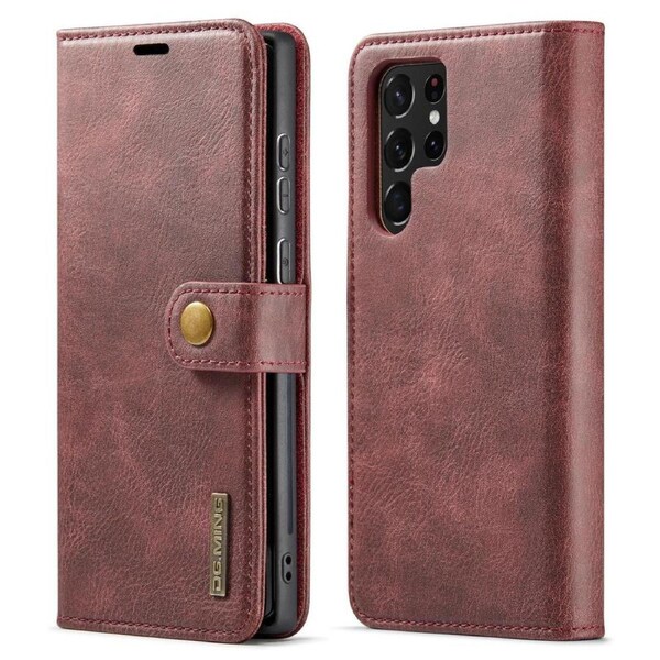 DG.Ming Wallet with Magnetic Case For Galaxy S22 Ultra - Red