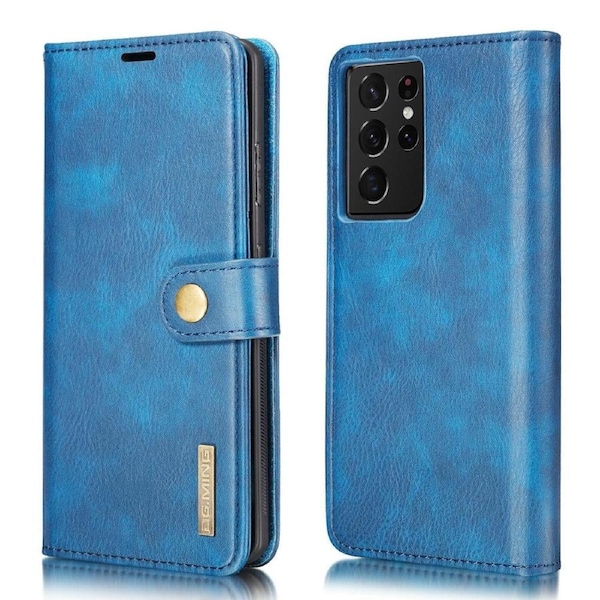 DG.Ming Wallet with Magnetic Case For Galaxy S21 Ultra - Blue