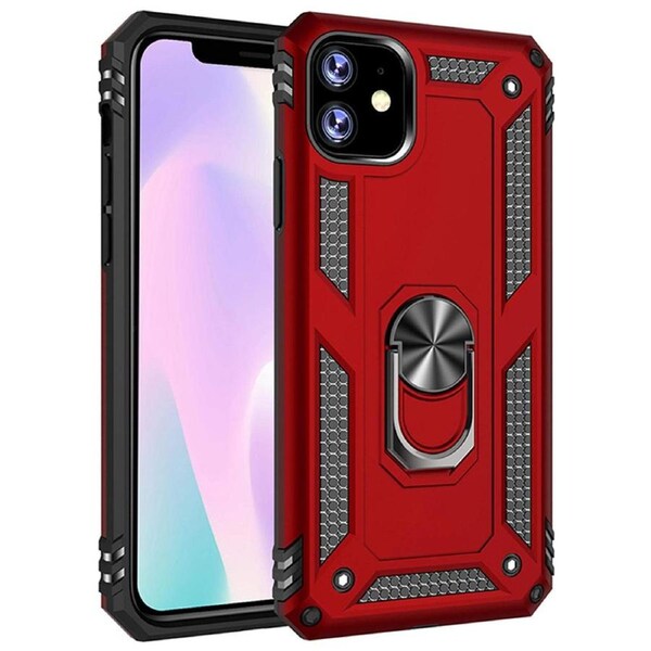 Metal Ring Shock Proof Case For iPhone 11 Pro - Red