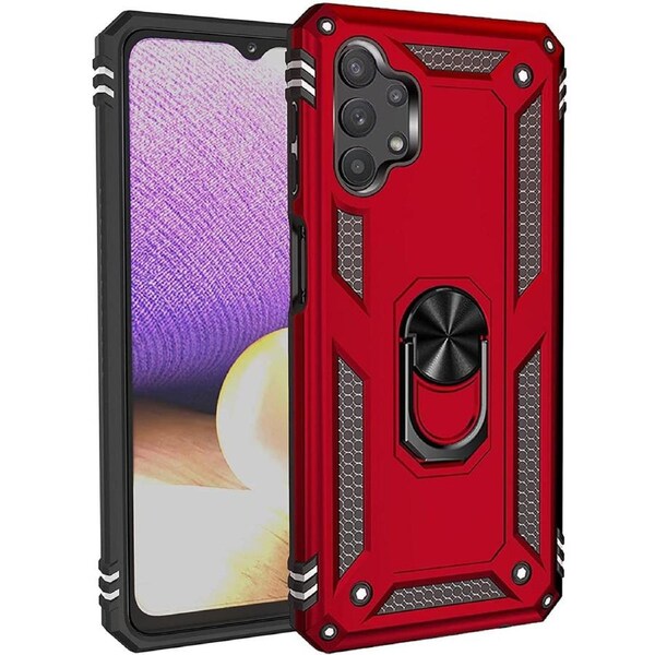 Metal Ring Shock Proof Case For Galaxy A32 5G - Red