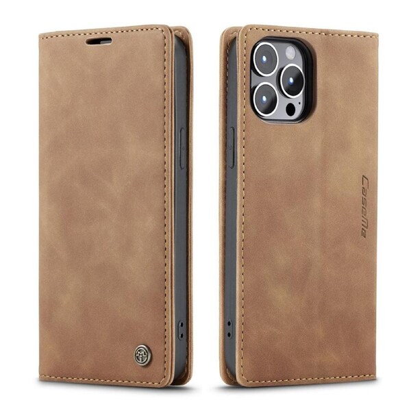 CaseMe 013 Series Slim Compact Wallet Phone Case For iPhone 13 Pro - Brown
