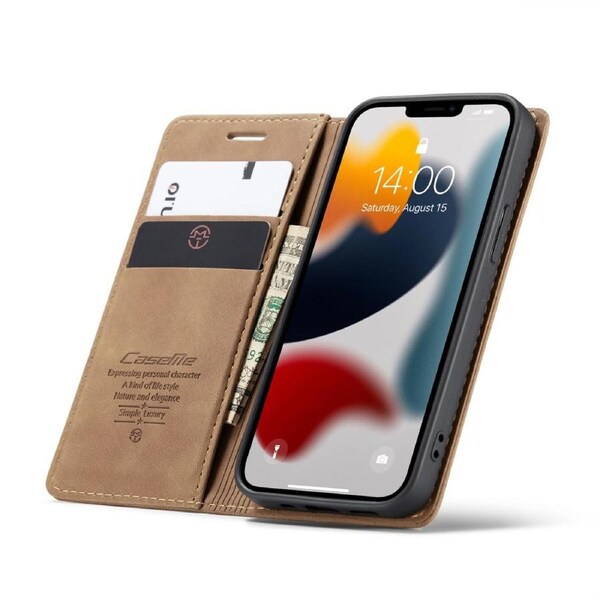 CaseMe 013 Series Slim Compact Wallet Phone Case For iPhone 13 Mini - Brown