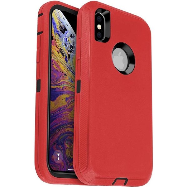 Tradies Case For iPhone XS - Red Heavy Duty Shockproof Defender Military Grade