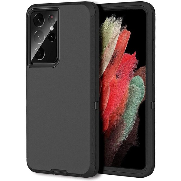 Tradies Case For Galaxy S21 Ultra - Black Heavy Duty Shockproof Defender Military Grade