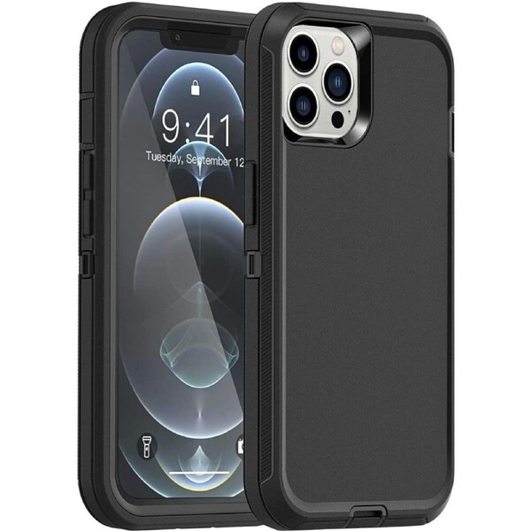 Tradies Case For iPhone 13 Pro Max - Black Heavy Duty Shockproof Defender Military Grade