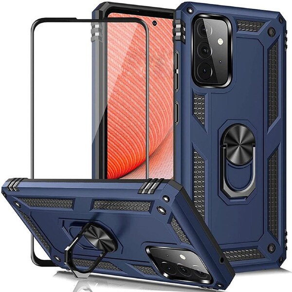 Metal Ring Shock Proof Case For Galaxy A72 5G - Navy