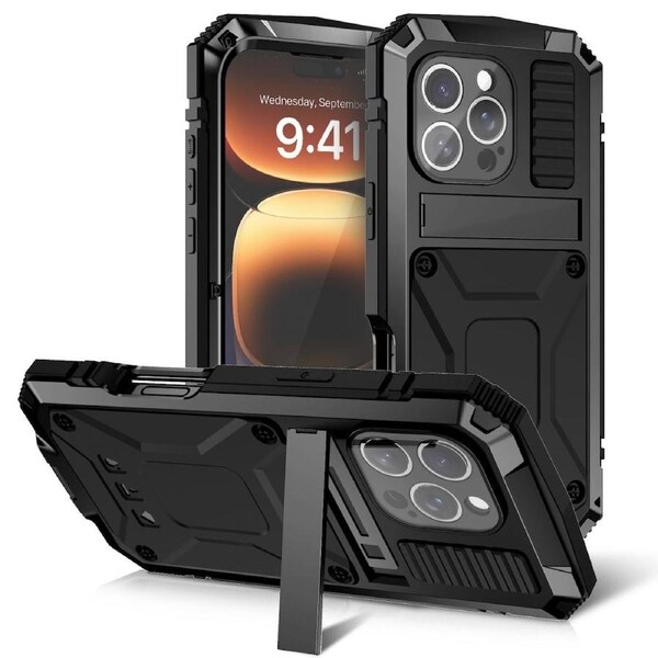 Extreme Metal Full Body Military Case For iPhone 16 Pro - Black