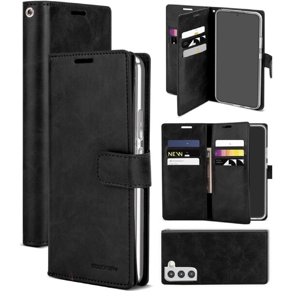 Goospery Mercury Mansoor For Galaxy S22+ Plus - Black Diary Wallet Phone Case