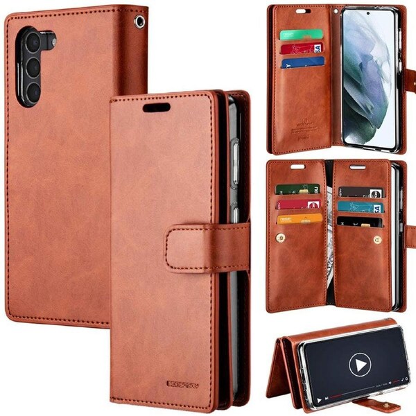 Goospery Mercury Mansoor For Galaxy S21FE - Brown Diary Wallet Phone Case