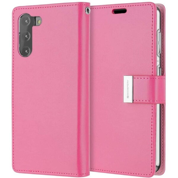 Goospery Mercury Rich Diary For Galaxy S22+ Plus - Hot Pink Wallet Phone Case Cover Magnetic Closure