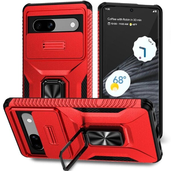 Sliding Camshield Holder Case For Google Pixel 7A - Red