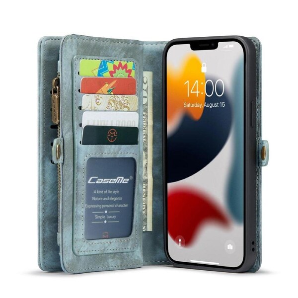CaseMe 008 Series For iPhone 13 Pro Max - Blue Multi-Functional Wallet with Removable Inner Magnetic Case