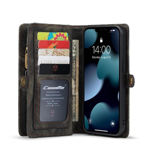 CaseMe 008 Series For iPhone 13 - Black Multi-Functional Wallet with Removable Inner Magnetic Case