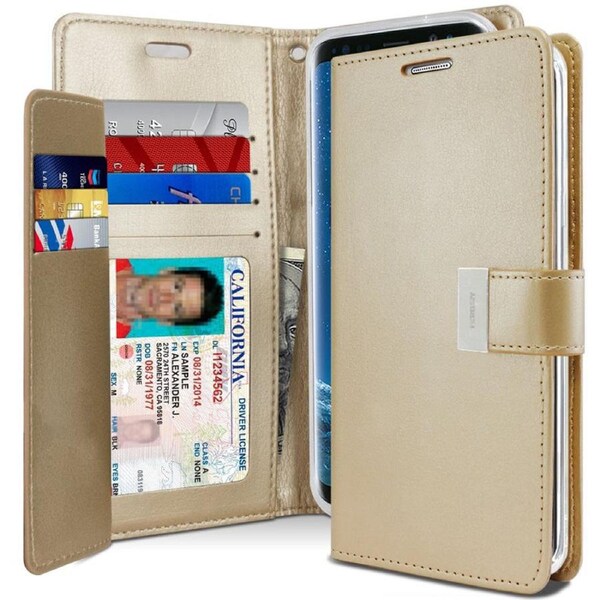 Goospery Mercury Rich Diary For Galaxy S22+ Plus - Gold Wallet Phone Case Cover Magnetic Closure