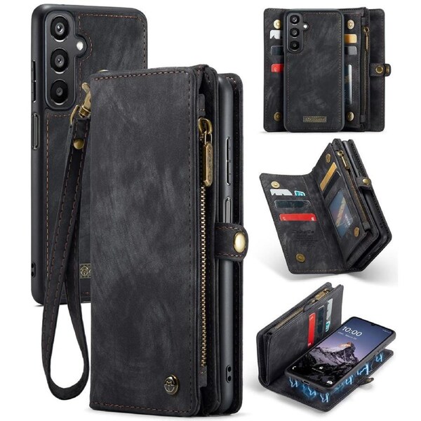 CaseMe 008 Series For Galaxy A16 5G - Black Multi-Functional Wallet with Removable Inner Magnetic Case