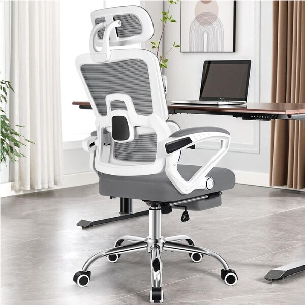 ALFORDSON Mesh Office Chair Racing Ergonomic Computer Chair White Grey