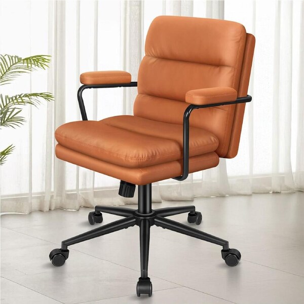 ALFORDSON Office Chair Ergonomic Computer Chair Leather Brown
