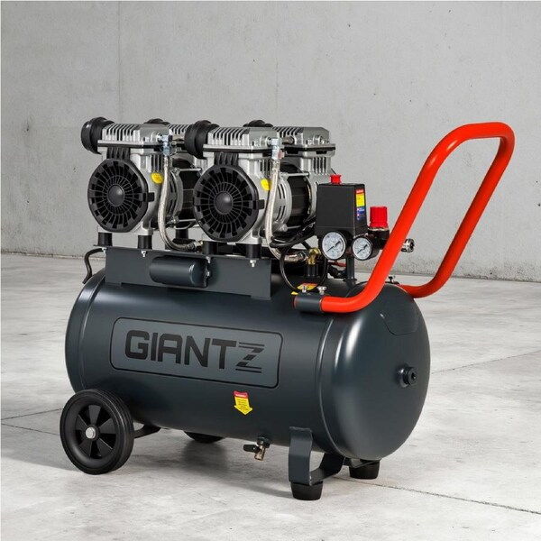 Giantz 50L Air Compressor Quiet 3.0HP Oil-Free Portable Tyre Inflator 200L/Min for Garage