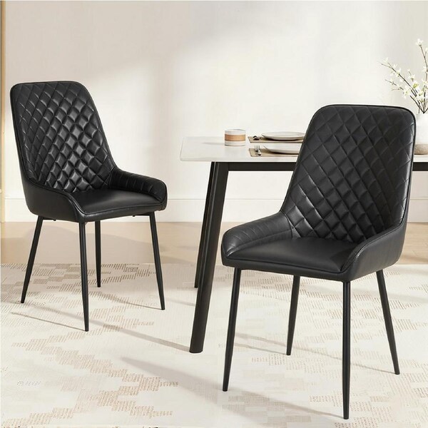 1 Set of 2 Artiss Dining Chairs PU Leather Black
