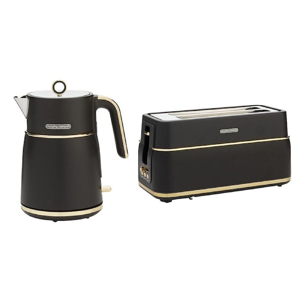 Morphy Richards Signature Soft Gold Kettle 2200W & Toaster 1800W 4 Slice - Black
