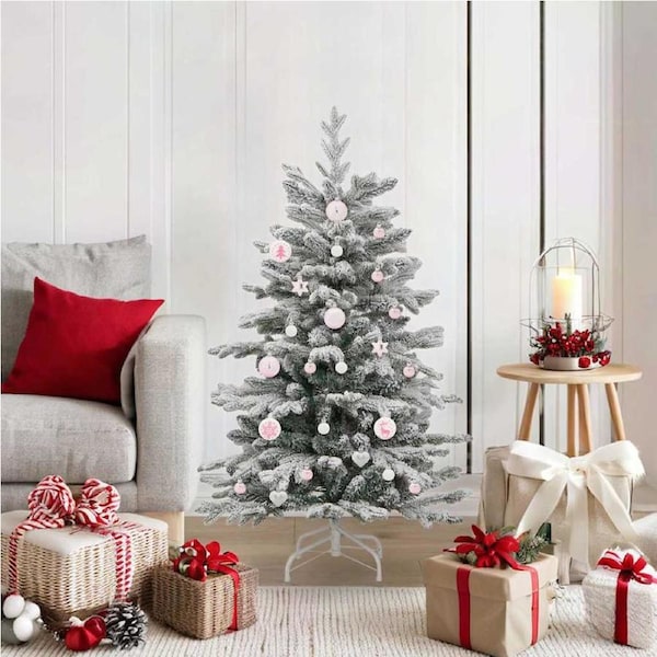 Christmas Bauble Set 40 pcs White and Pink Plastic vidaXL