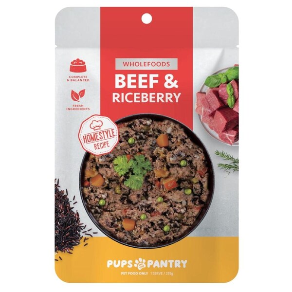 Pups in the Pantry DOG Food - Beef & Riceberry Homestyle Recipe 255g