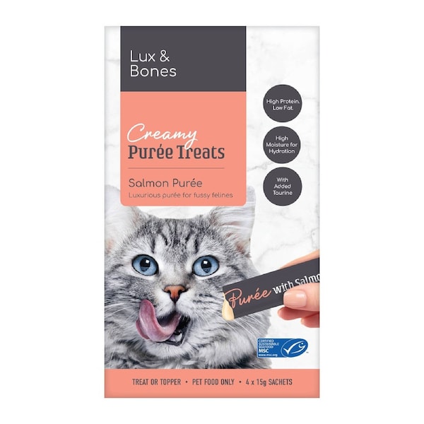 Lux & Bones - Creamy Salmon Puree 4 x 15g sachets (800-11042) - 24 pack