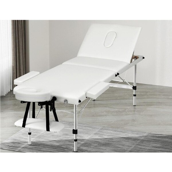 3 Fold Zenses Massage Table Beauty Bed 65cm Portable White