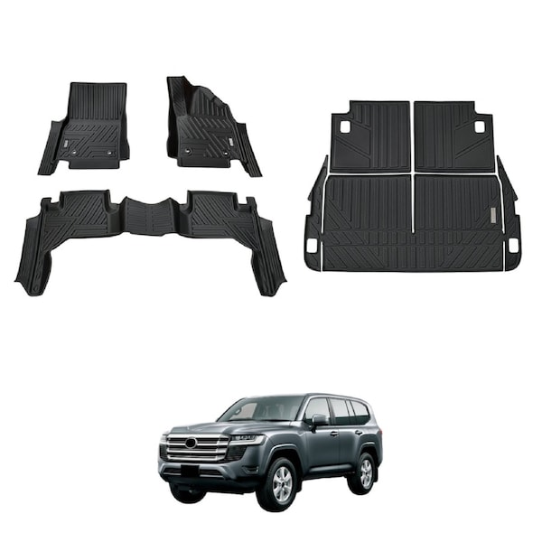 5D Car Floor Mats Boot Liner for Toyota Land Cruiser 300 LandCruiser 300 LC300 Series 7-Seat 2021-Onwards