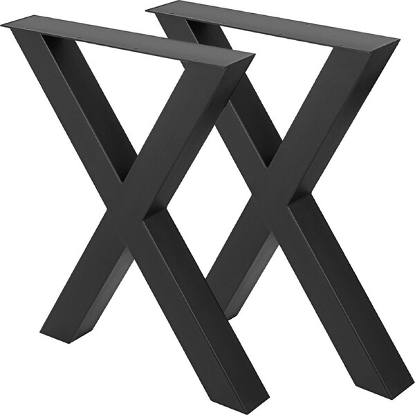 Set of 2 Steel Table Legs 72x79x7.9 cm, Heavy Duty X Frame Metal Dining Table Legs, 7.9 cm Box Section Industrial Black Powder-Coated Legs for Desk, Bench, or Coffee Table