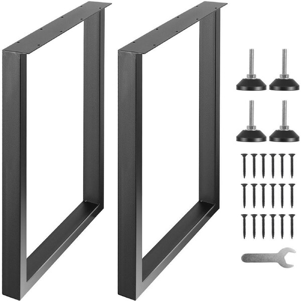 Adjustable Furniture Legs 711.2 mm , Set of 2 Heavy Duty Square Steel Table Legs, 28" Reinforced Desk Legs with Mounting Plates, Max Load 454 kg for Office, Home, and DIY Projects, Black