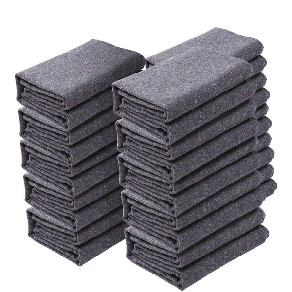 Professional Recycled Cotton Moving Blankets 12 Pack, 72" x 54" Heavy Duty Furniture Pads, Large Packing Blankets for Moving, Shipping, Storage, and Protection