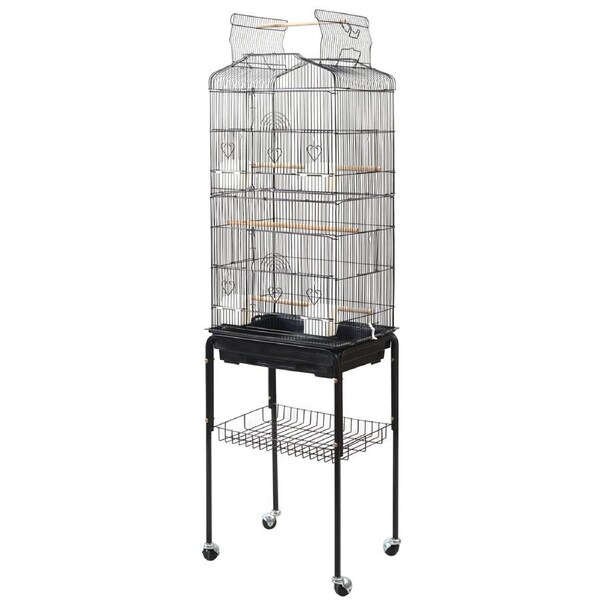 YES4PETS 153cm Large Bird Cage Pet Parrot Aviary Budgie Perch Rolling Stand Castor Wheel