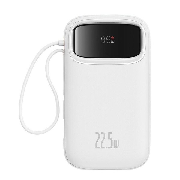 Baseus Qpow2 Dual-Cable Digital Display Fast Charge Power Bank 10000mAh 22.5W - White