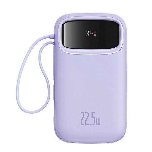 Baseus Qpow2 Dual-Cable Digital Display Fast Charge Power Bank 10000mAh 22.5W - Purple