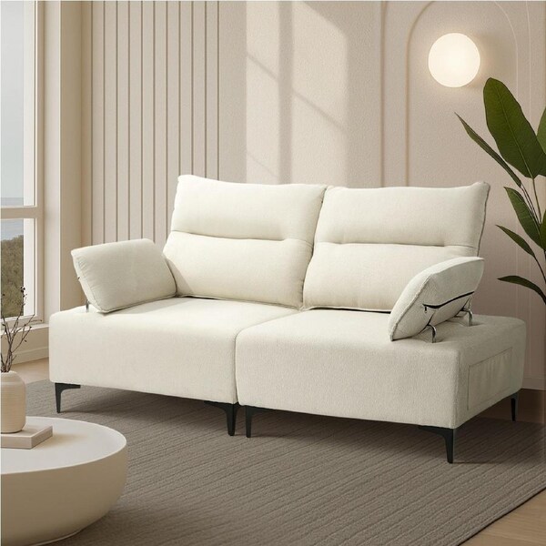 Oikiture 2 Seater Love Seat Couch Sofa Lounge Chenille Side Pocket Armrest