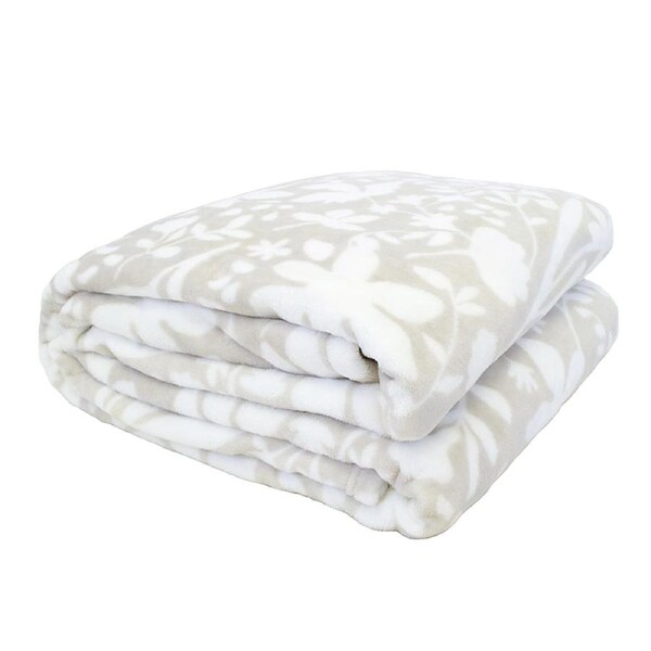 Bambury Liv Ultraplush 280GSM Bedding Floral Blanket Pebble Double/Queen